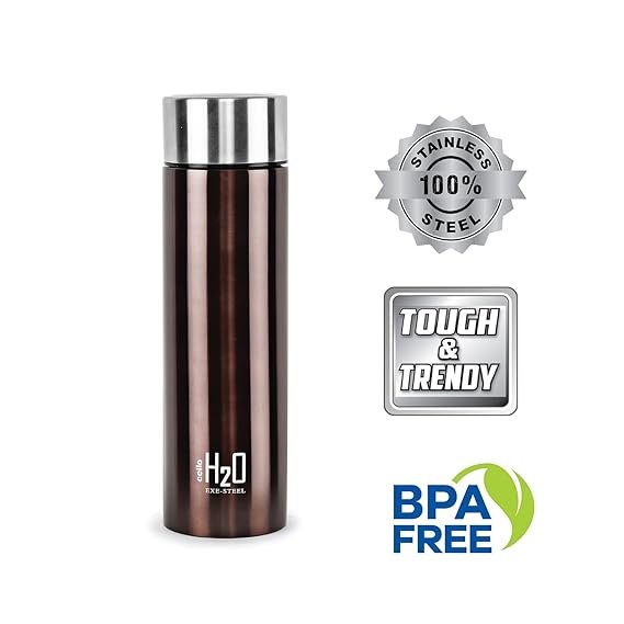CELLO H2O Stainless Steel Water Bottle |1 Litre | Brown, 1 Unit - Image 5