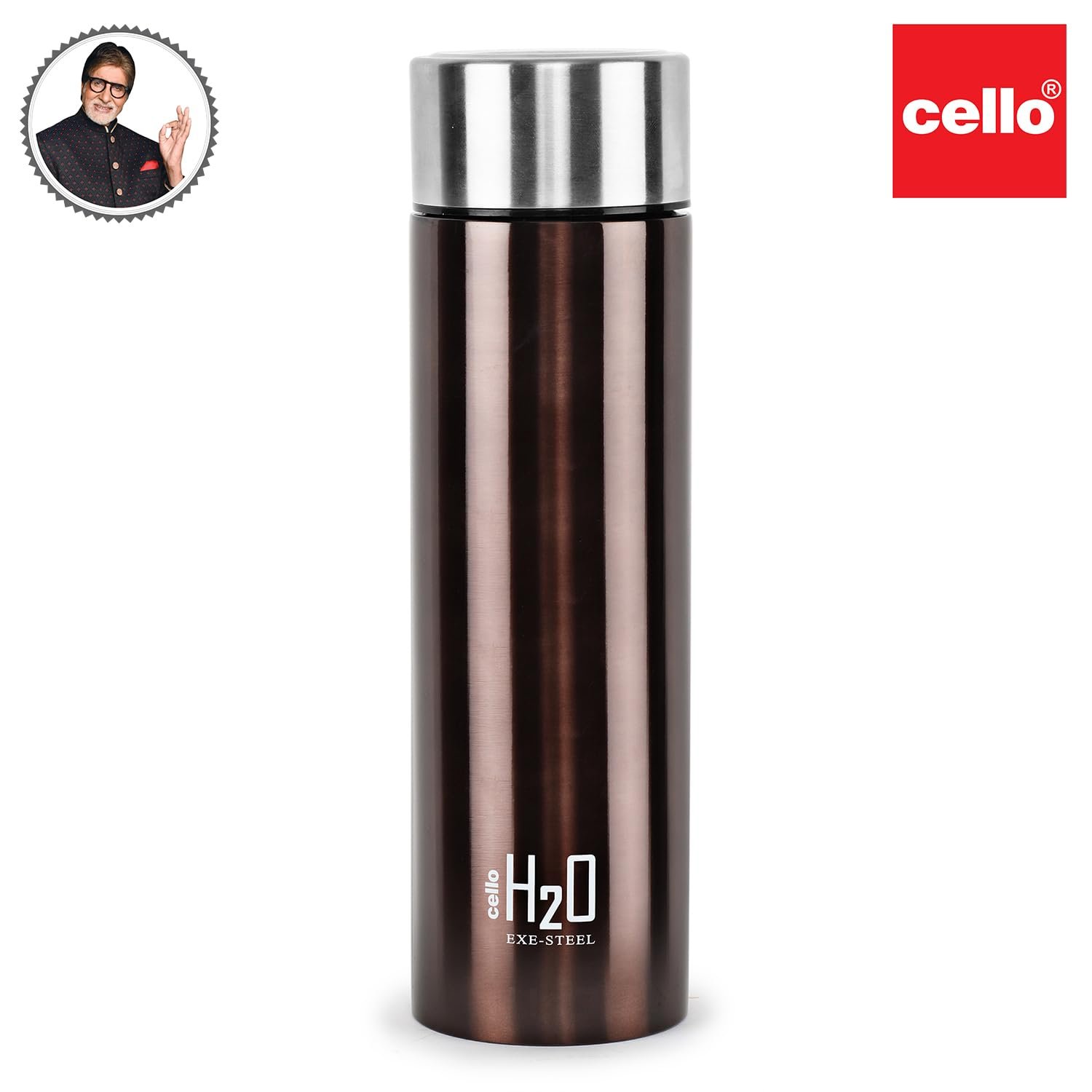 CELLO H2O Stainless Steel Water Bottle |1 Litre | Brown, 1 Unit - Image 4