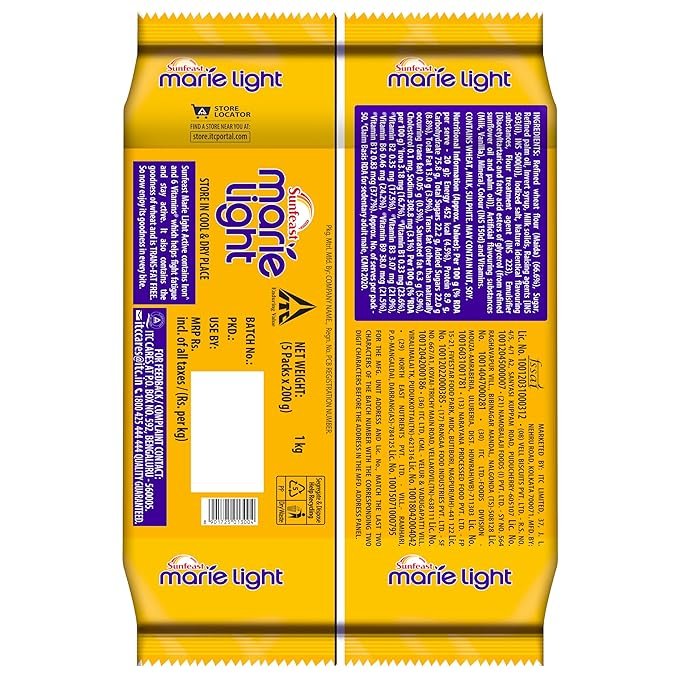 Sunfeast Marie Light Active Bag, Whole, Marie Light - 1 Kg - Image 2