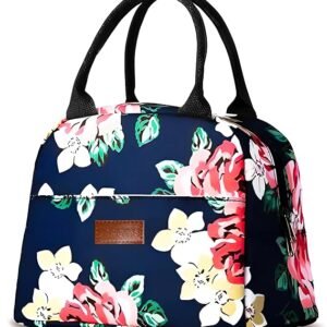 VRPRIME Lunch Bag for Office Women | School, Picnic, Office, Outdoor (Navy Rose)