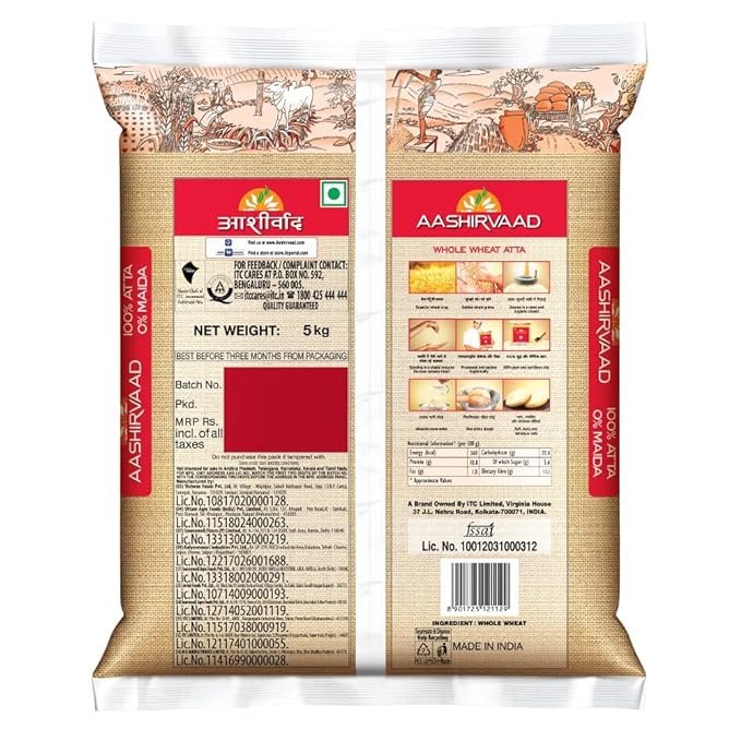Aashirvaad Shudh Chakki Atta, 1kg Pack (Goduma Pindi) ఆశీర్వాద్ గోధుమ పిండి - Image 5