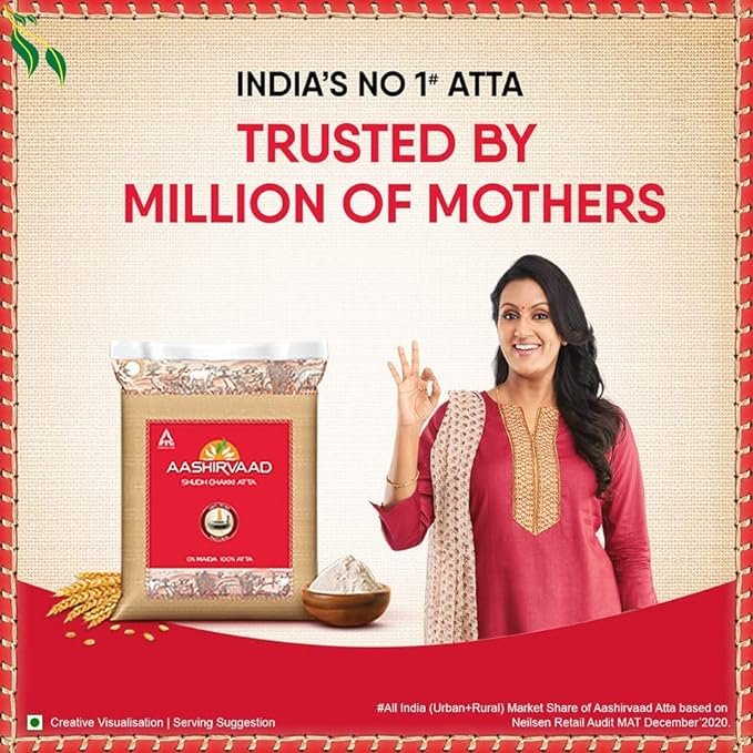 Aashirvaad Shudh Chakki Atta, 1kg Pack (Goduma Pindi) ఆశీర్వాద్ గోధుమ పిండి - Image 2