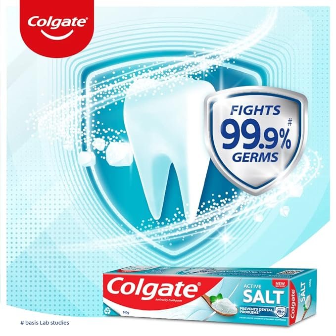 Colgate Active Salt Toothpaste, Daily Germ Protection, Pack Of 800G (200G X 4) - Image 3