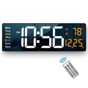 Abovsare Plastic Digital Wall Clock Large Display, 16.2 Inch Large Wall Clocks, Led Digital Clock With Remote Control /