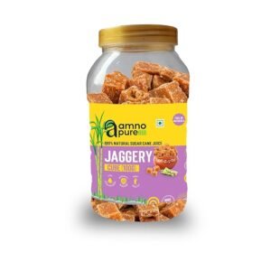 Amno Pure Natural Suagar Cane Jaggery 100G Cube | Cholestrol free,Full of Nutrients & 100% Natural - 900G Pet Jar