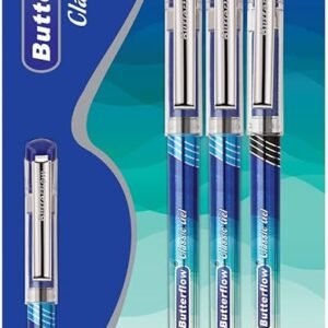 Cello Butterflow Classic Gel Pen Set | Pack of 3 Gel Pens | 2 Blue & 1 Black Ink Colour Pens / Spring Tip
