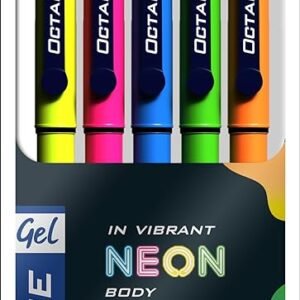 Classmate Octane Neon- Blue Gel Pens (Pack of 5)|Smooth Writing Pens|Water-Proof Ink for Smudge-Free writing
