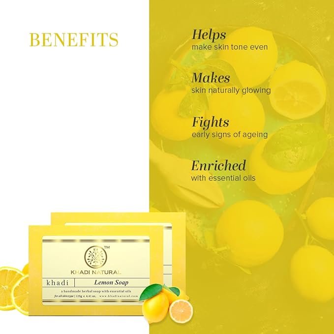 Khadi Natural Herbal Lemon Soap, 125g - Image 4