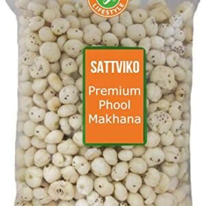 Sattviko Makhana, Phool Makhana, Makana, Foxnuts, Makhane, Vegan, Gluten Free, Non-GMO, Food yoga (400 gm - Pack of 1)