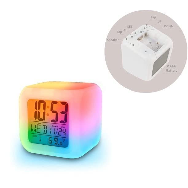 ShopCentre Plastic Changing Multicolour Clock | Digital Temperature/Day/Month/Date/Time/Alarm (Digital 1) - Image 5
