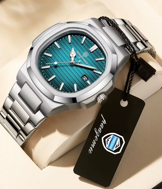 2024 New PENGAGAR Luxury Watch Business Waterproof Male Clock Luminous Date Stainless Steel Square Quartz Men Watch