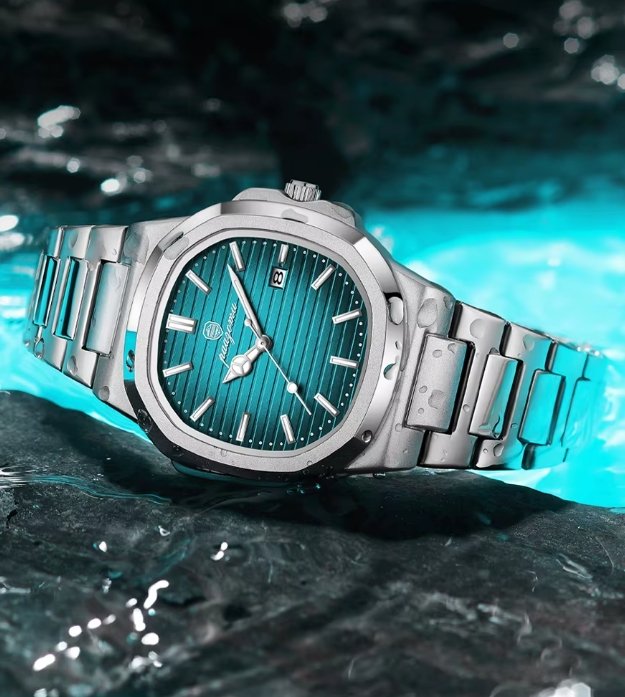 2024 New PENGAGAR Luxury Watch Business Waterproof Male Clock Luminous Date Stainless Steel Square Quartz Men Watch - Image 3